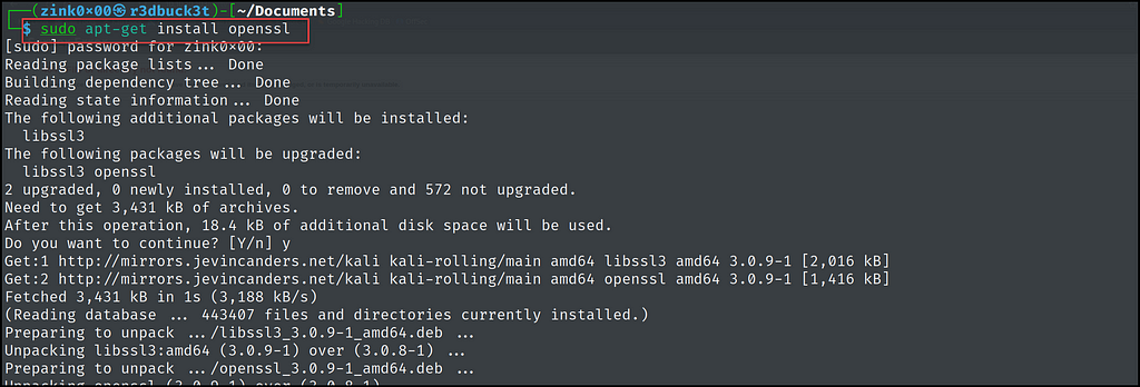 Figure 1 — shows installing OpenSSL on Linux — r3d-buck3t