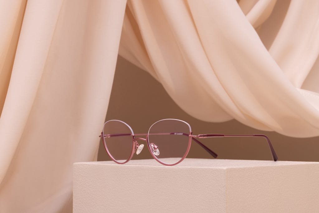 Pink Half Rim Cat Eye Eyeglasses