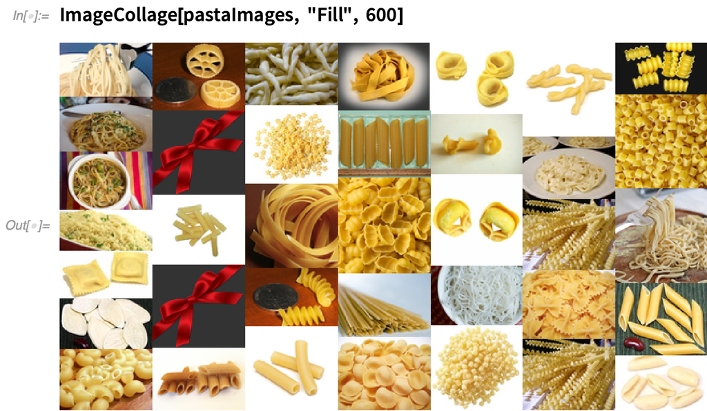 ImageCollage with various photo of pasta in a collage