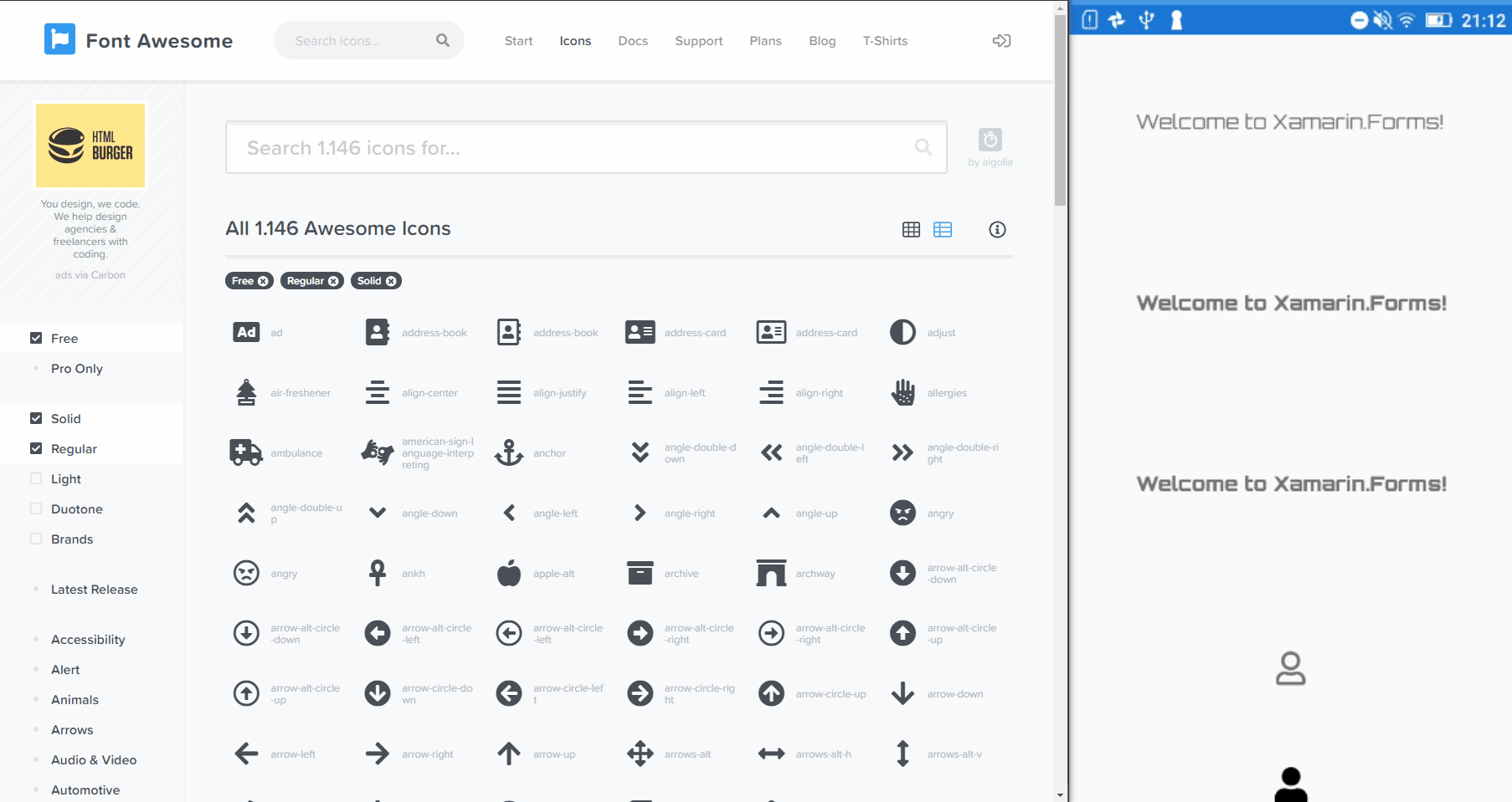 Searching at fontawesome galery and selecting the “child” icon and pasting it at label text property