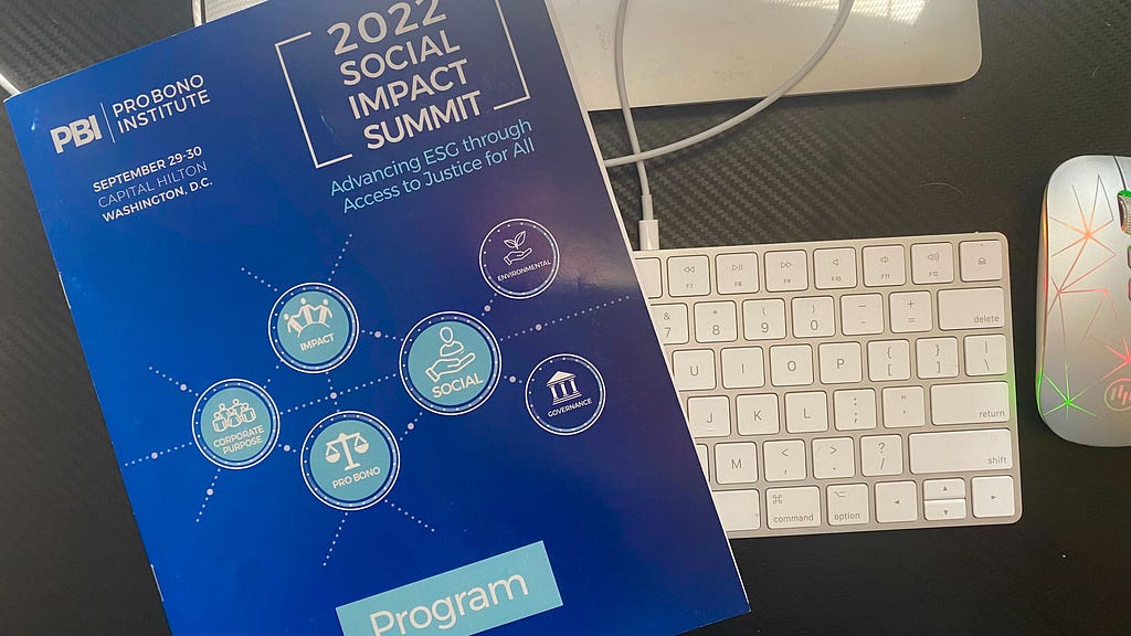 image of PBI’s 2022 Social Impact Summit guide on computer hardware