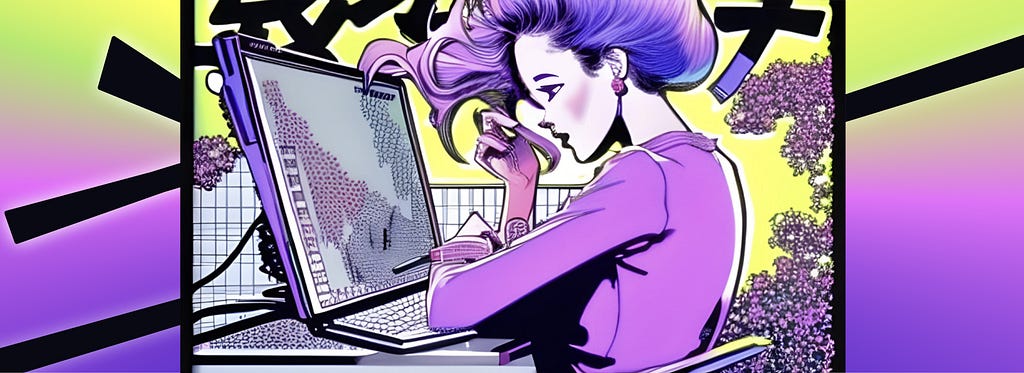 Illustration of a designer working on a computer