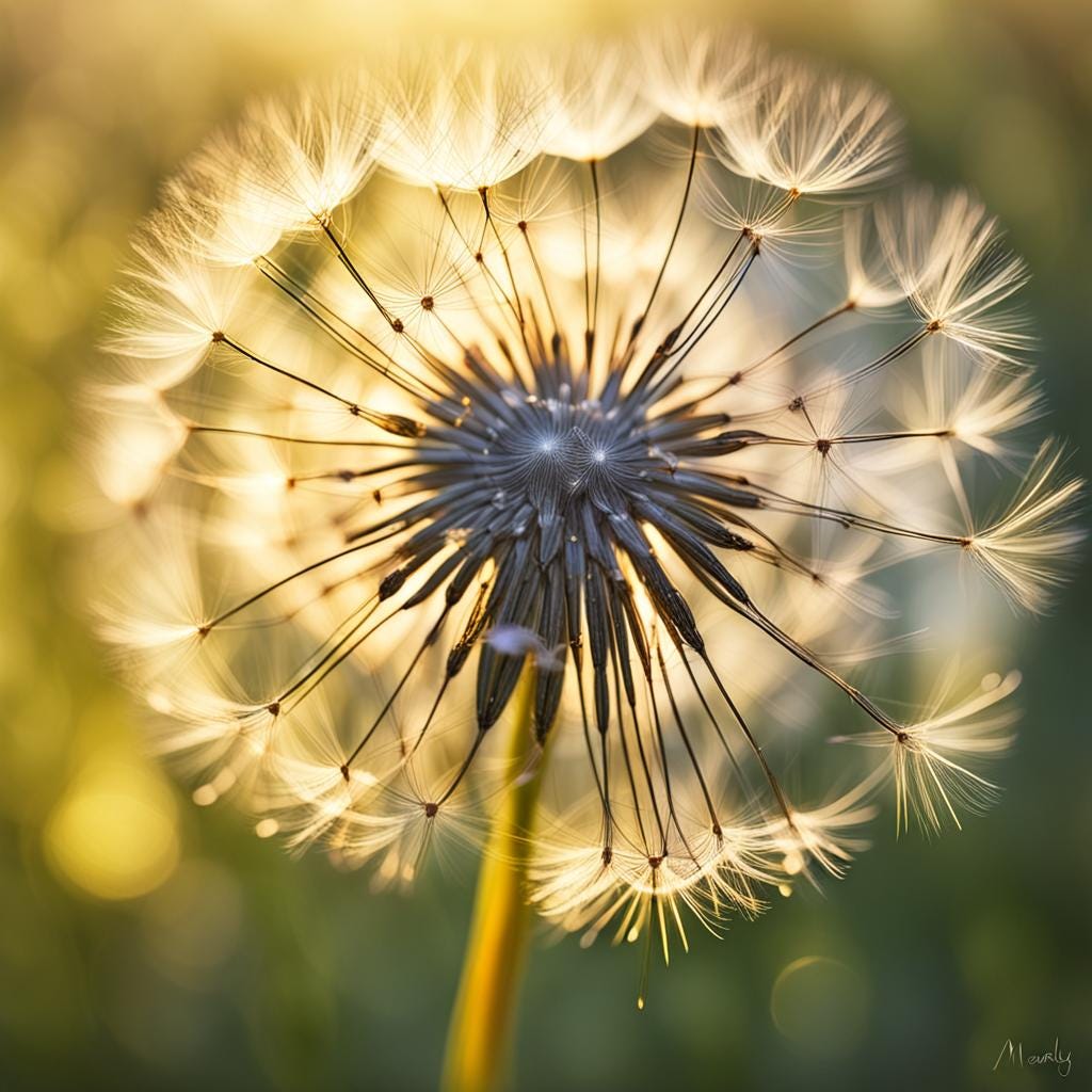 Dandelion Seed Head on Meadow — AI Image Prompt