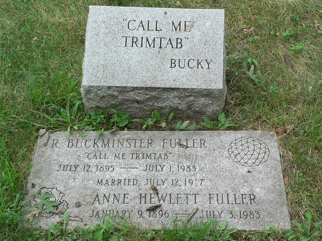Buckmaster Fuller’s gravestone with the legend ‘Call me Trimtab’
