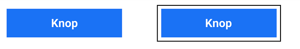 Een blauwe knop krijgt een zwarte rand als focusindicator bij focus, maar er zit witruimte tussen de indicator en de knop.