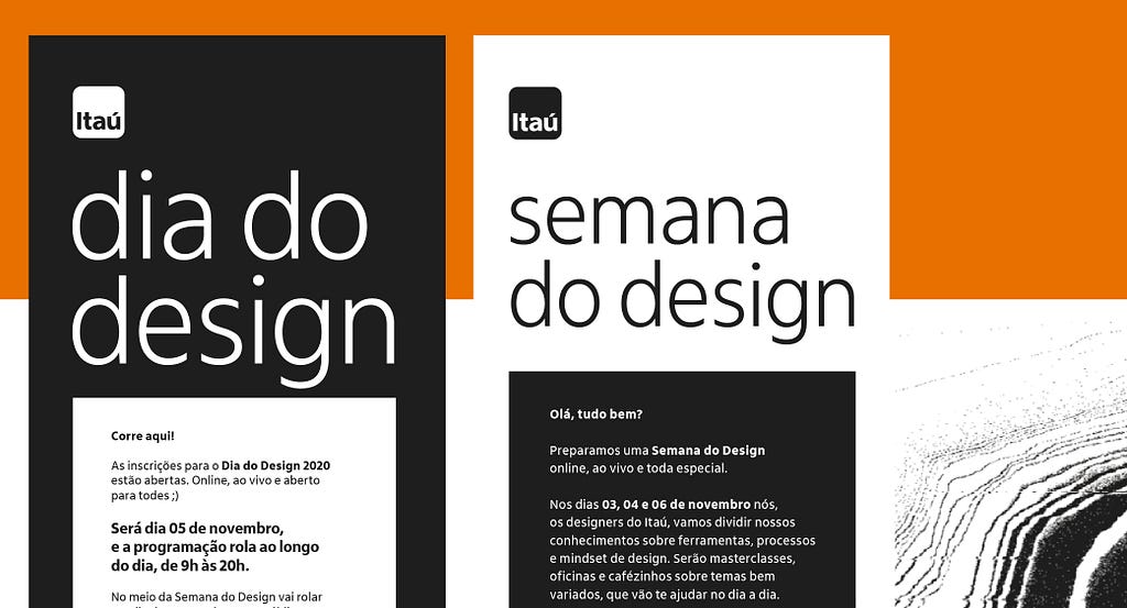 Convites para o Dia do Design e a Semana do Design no Itaú