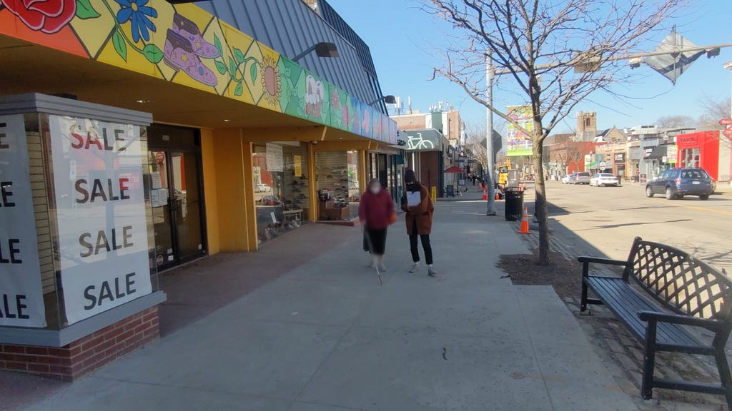 Meo was conducting a contextual inquiry with one of our participants, walking on the sidewalk and talking