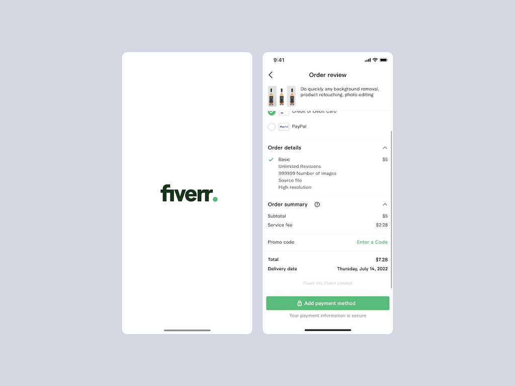 Image of an accordion employed in the Fiverr app