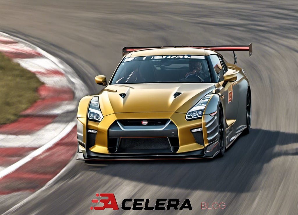 Nissan GT-R Doblando una curva en Le Mans