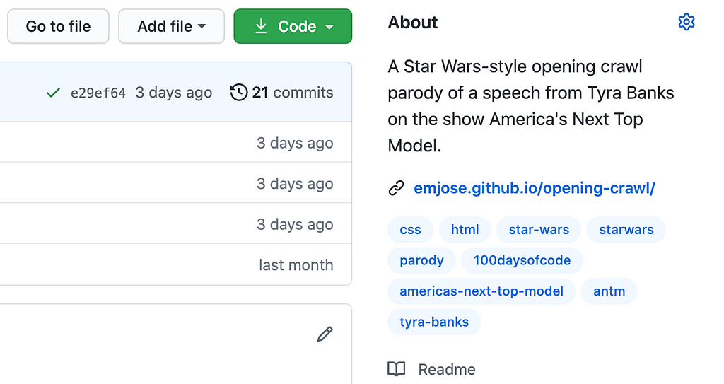 About section from one of my Github repos.