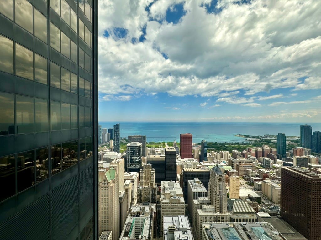 photo overlooking downtown Chicago and Lake Michigan