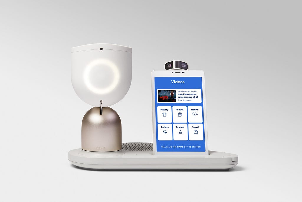 Elli-Q Smart Speaker in the AI Voice — vocal biomarker article written by Michael Ferro and Robin Farmanfarmaian