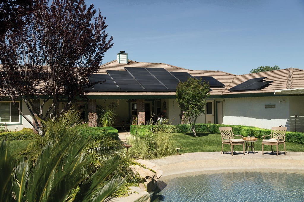 A residential house with solar panels