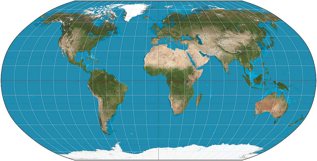 Map of the Earth in Robinson projection