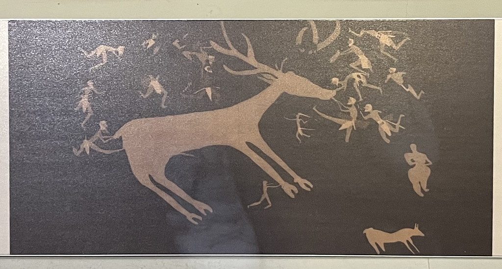 鹿與人壁畫(Geyik Etrafında İnsan Figürleri)（Çatalhöyük, 西元6000年前），安納托利亞文明博物館