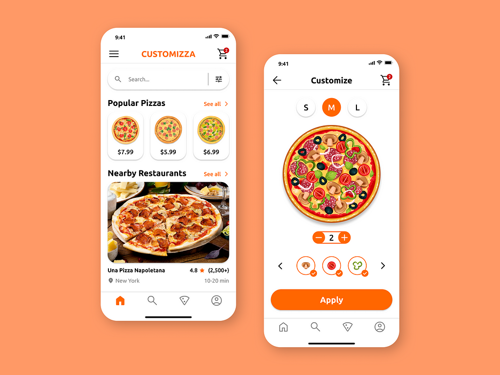 Customizza | Pizza App UI Design