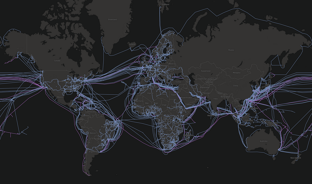 Global internet infrastructure map