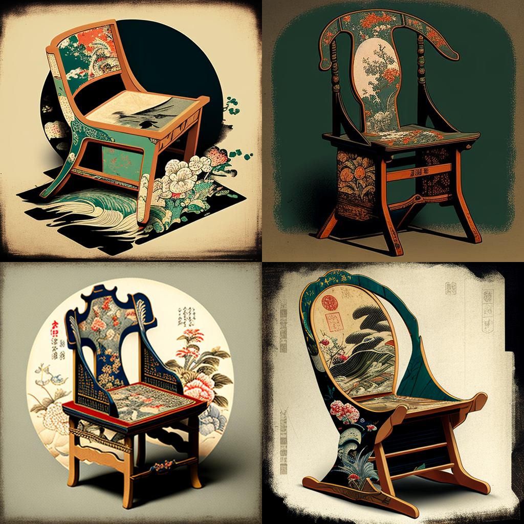 chairs, ukiyo-e