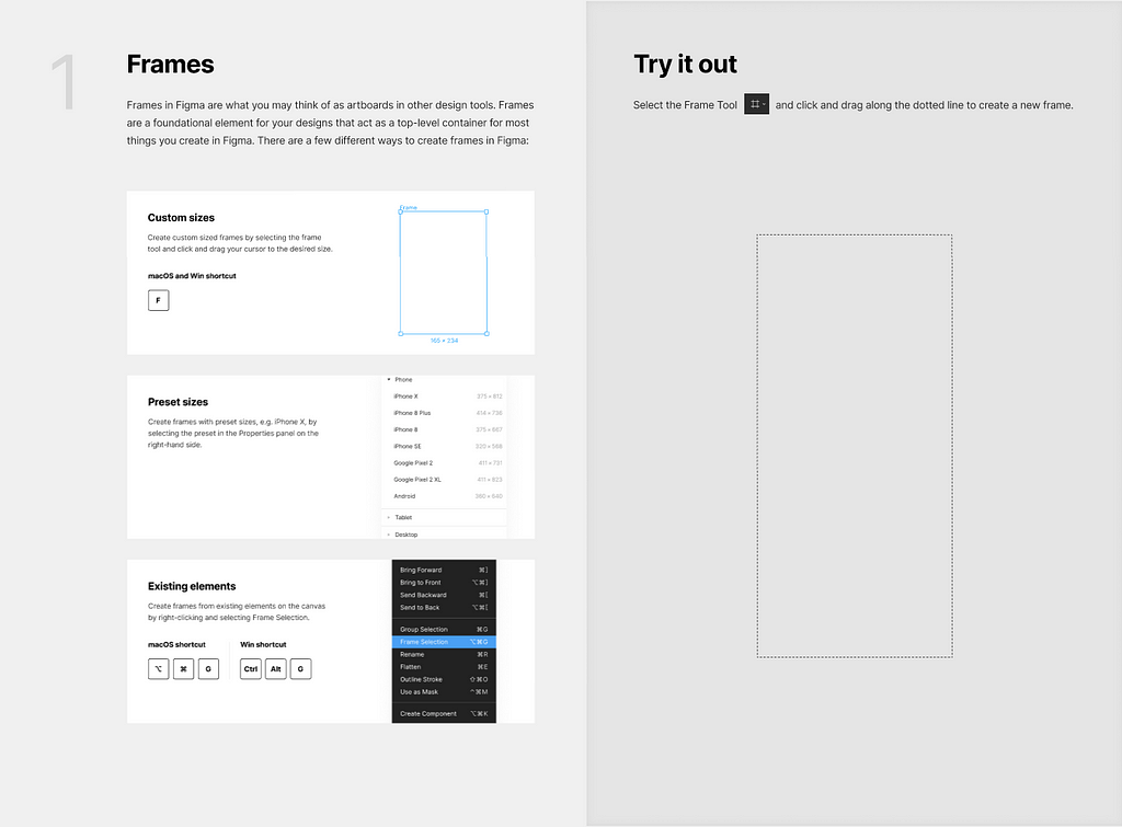 Figma tutorial of how to create a frame