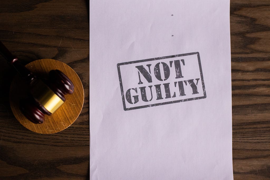 An Image with letters ‘Not Guilty’