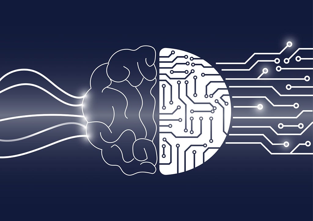 A drawing of a brain that is being converted into a circuit board