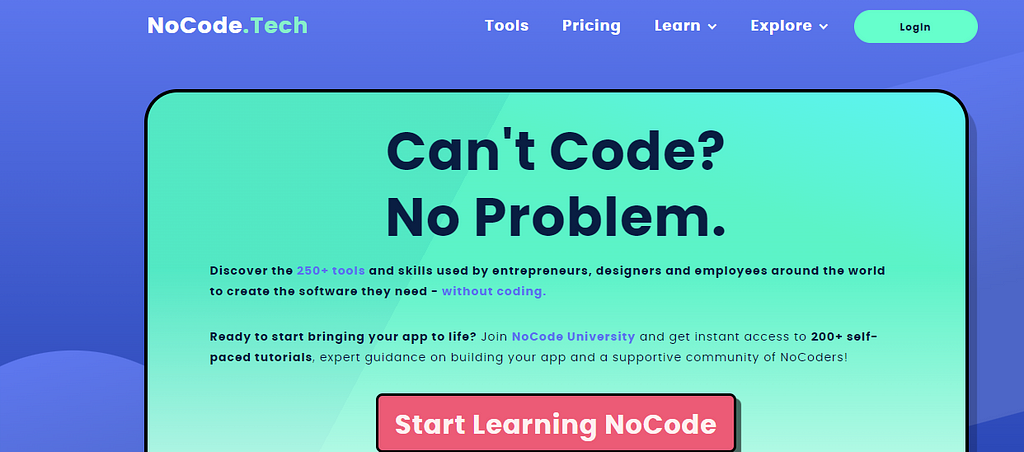 NoCode.tech website screenshot