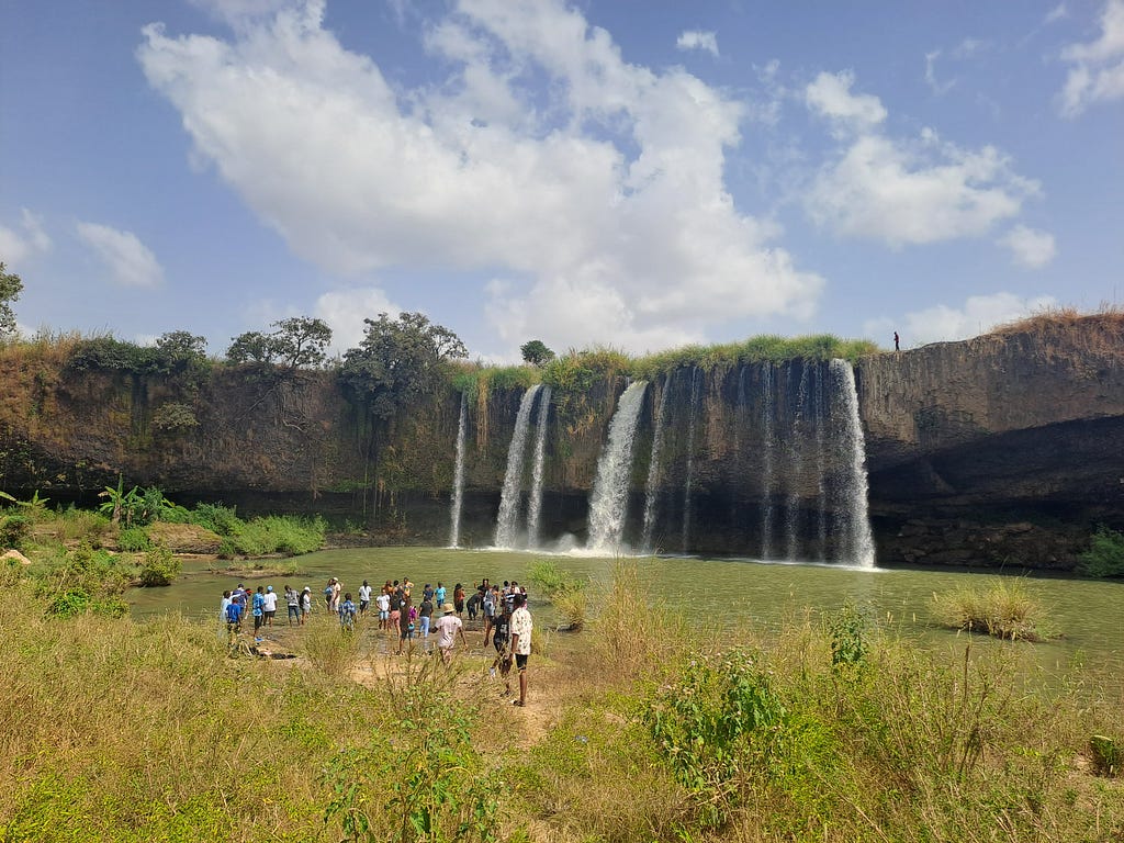 A view of Matsirga waterfalls located at Kafanchan, Zagon Kataf. My classmates can be seen taking pictures in the water.