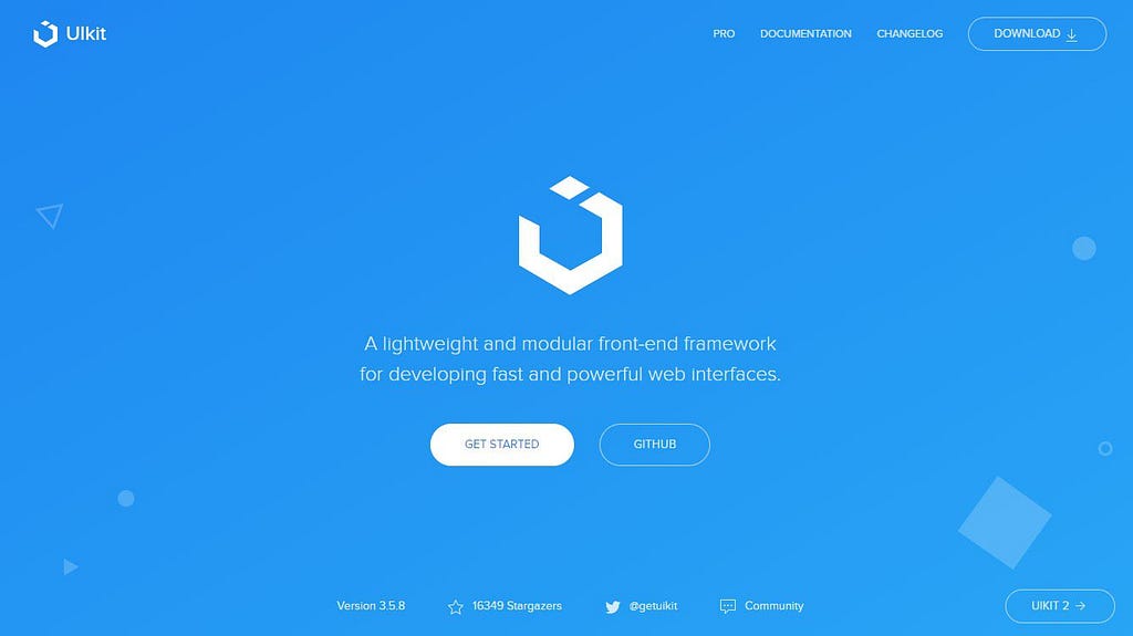 An image of the homepage of UIKit’s official website