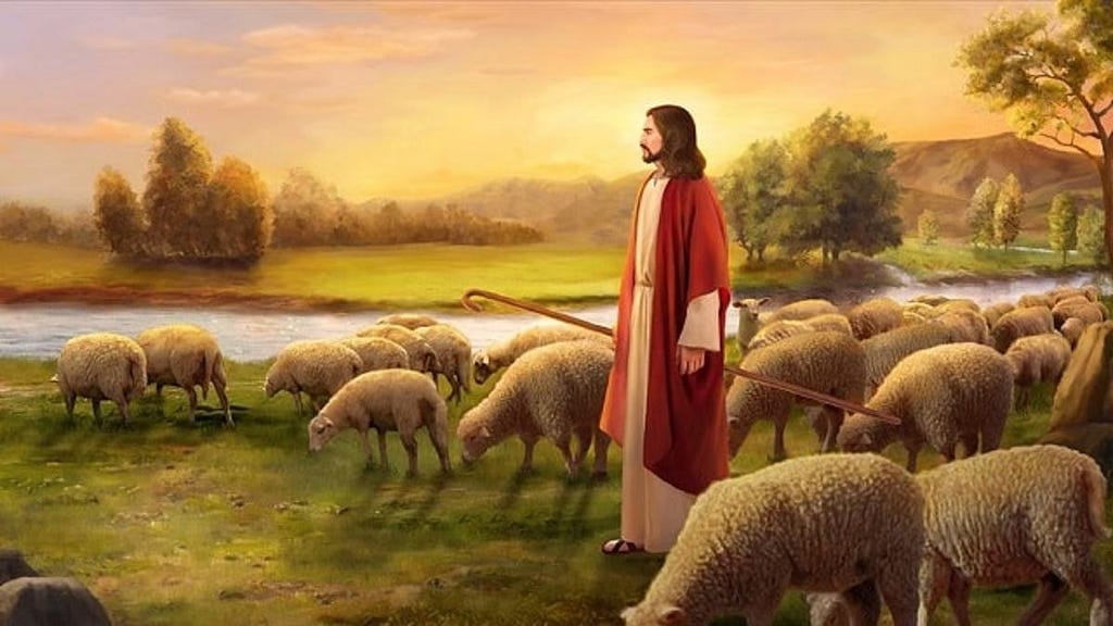 “The Lord is my shepherd; I shall not want. He makes me lie down in green pastures. He leads me beside still waters.” (Psalm 23:1–2) [Image Source: LetterPile]