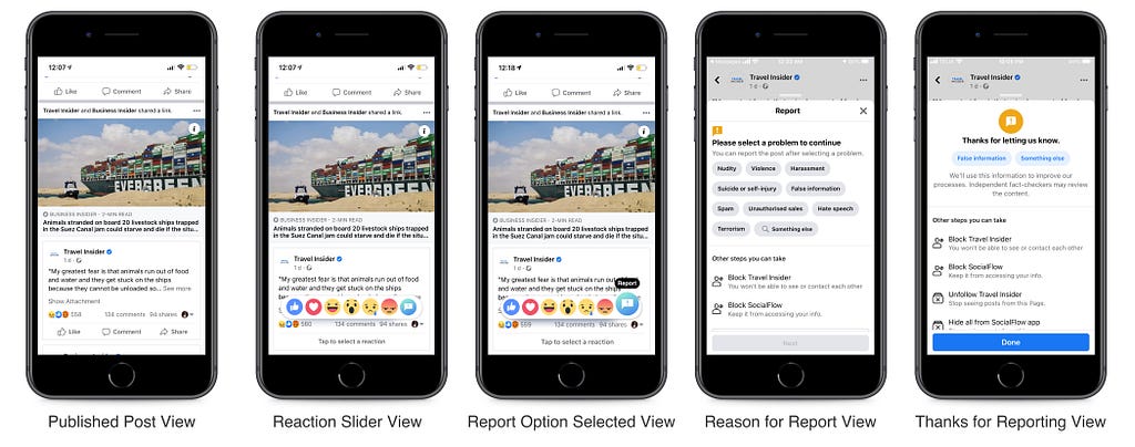 Facebook’s new content reporting flow