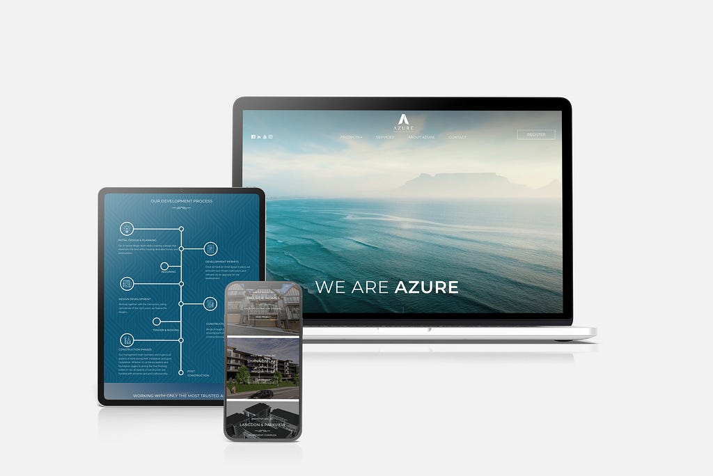 Devices showing Azure Properties Group’s professional, easy-to-use website designed and coded by Brixwork Real Estate Marketing