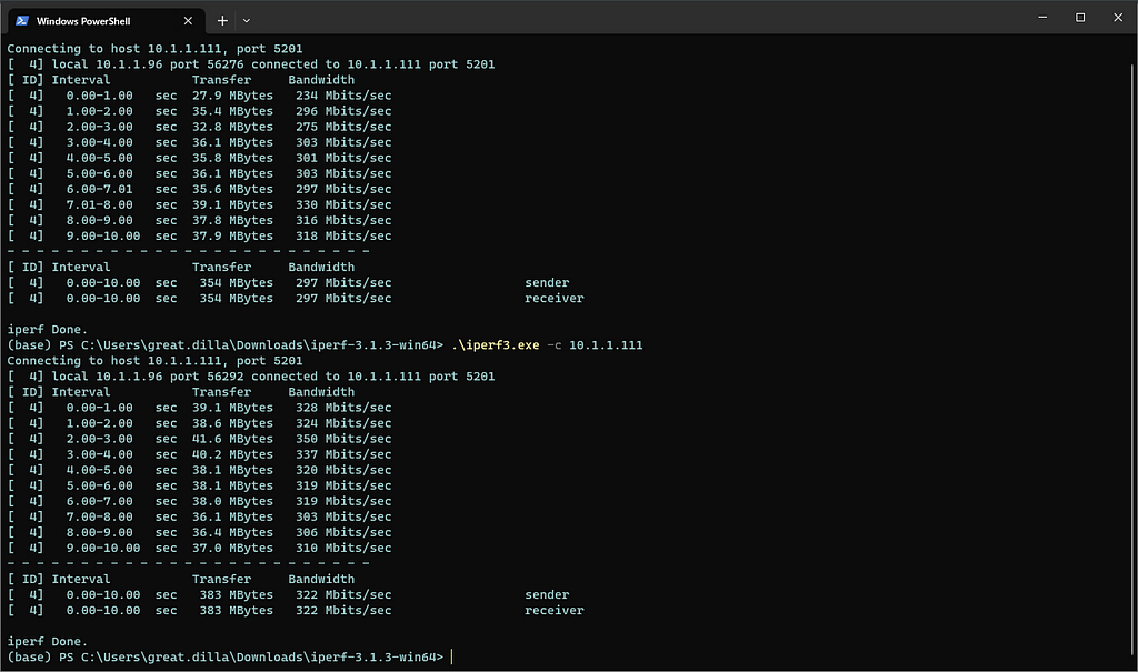 iperf3 benchmark