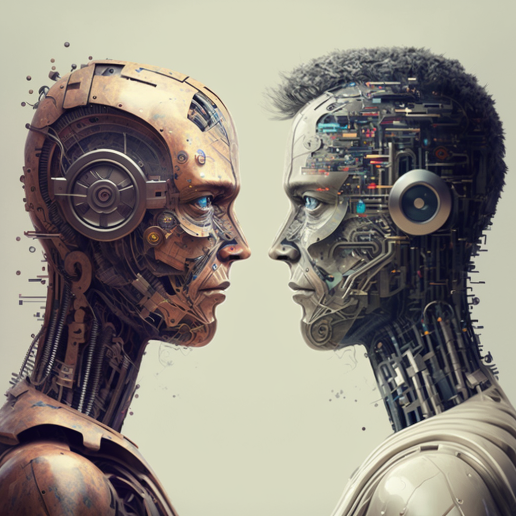 two robots facing each other