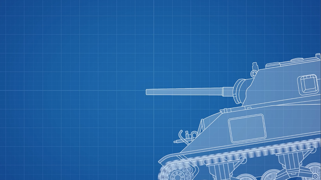 An illustration depecting a tank’s turret at an angle independent of the tank body.