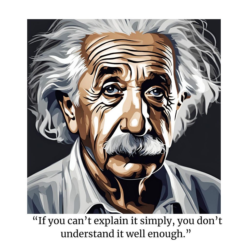 Albert Einstein quote on why it is important to write clearly and to the point.