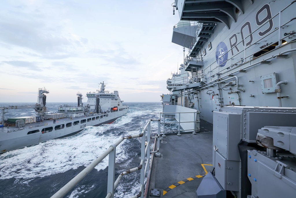 HMS Prince of Wales pictured with RFA Tidesurge