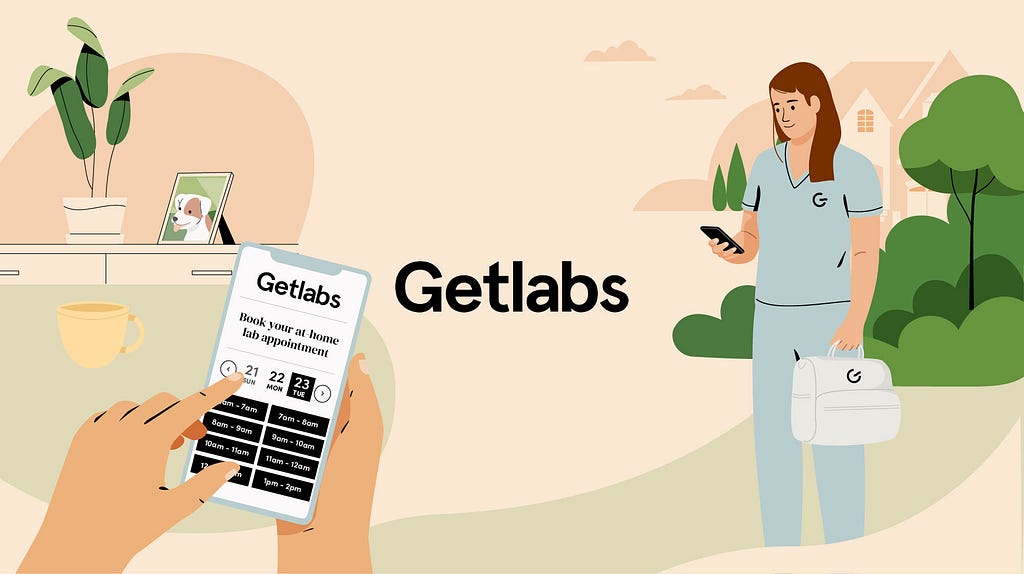 Getlabs patient booking an at-home lab appointment with a phlebotomist