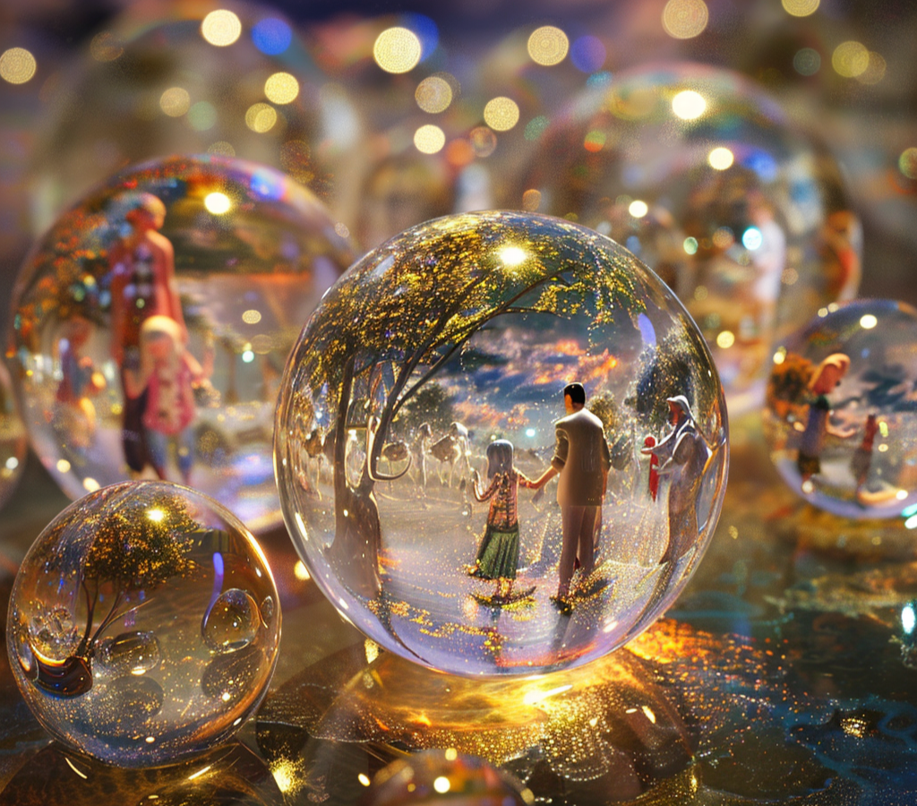 Crystal spheres of people at different stages of life