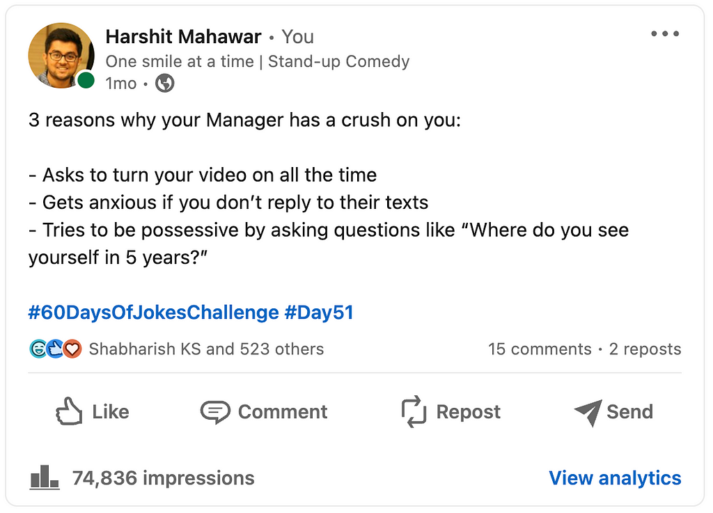 A joke I posted on LinkedIn