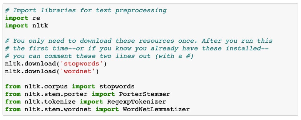 Image of script block for text preprocessing.