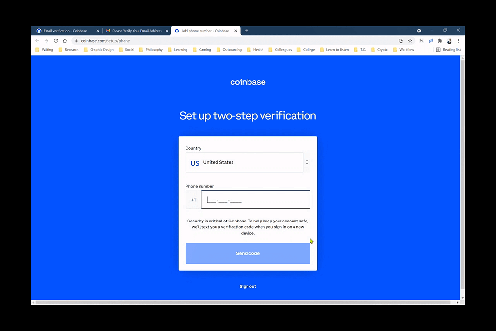 Set up Two-step authentication screen