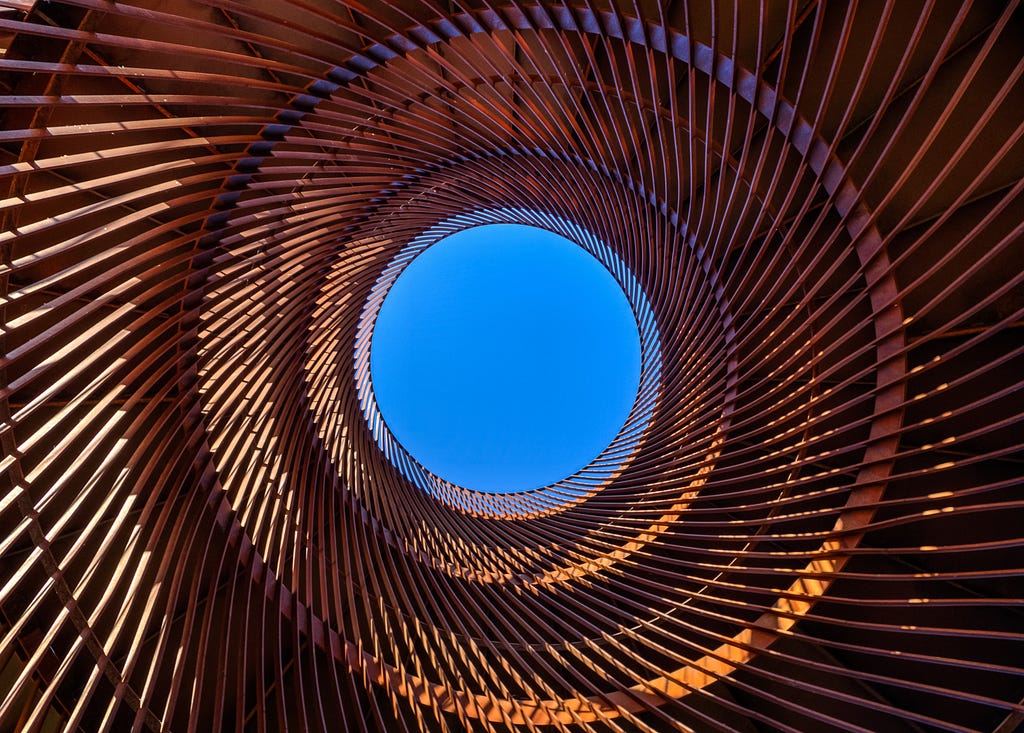 Spiral formation with an opening towards the sky