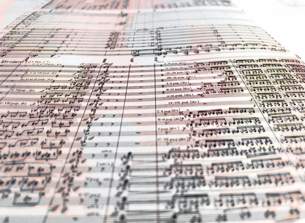 Close-up photo of an orchestral score