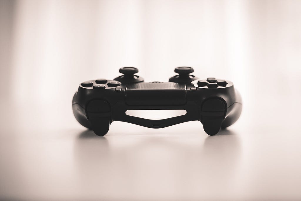 A black wireless controller.