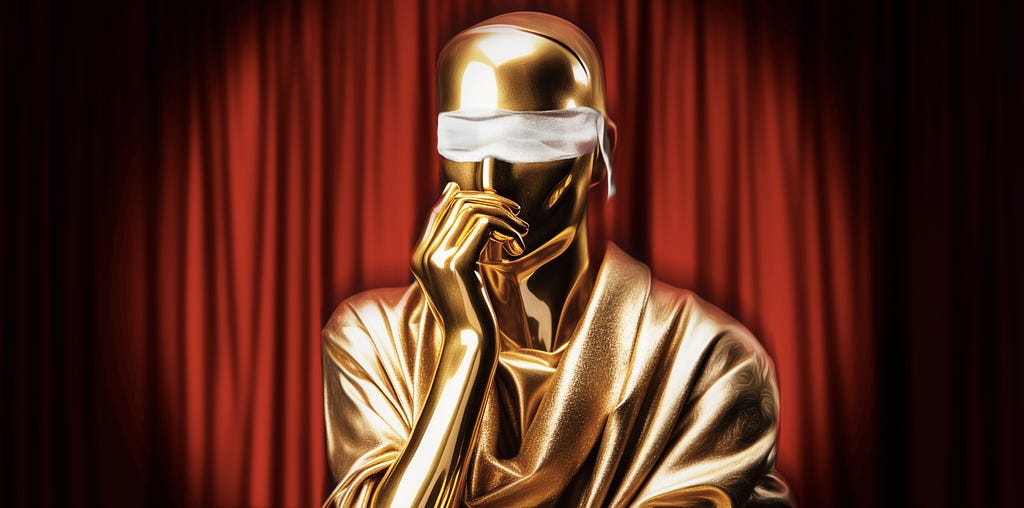 Gold statuette with blindfold