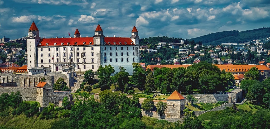 A photo of Bratislava castle, on a hill above the old town