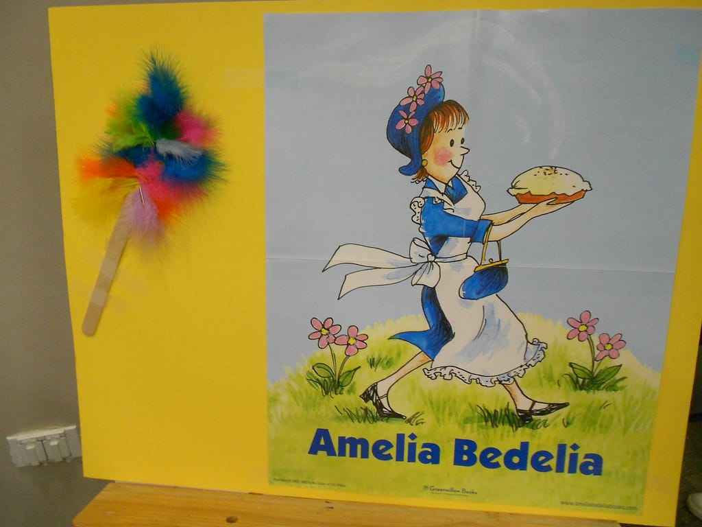 Amelia Bedelia holding a pie