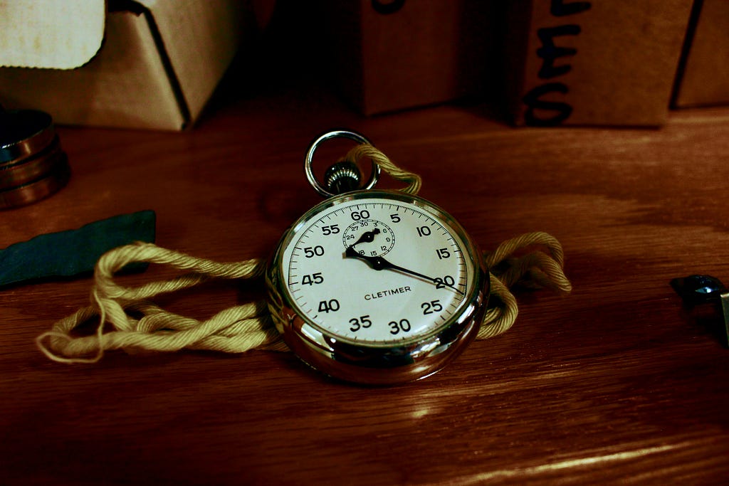 Photo of an old stopwatch.
