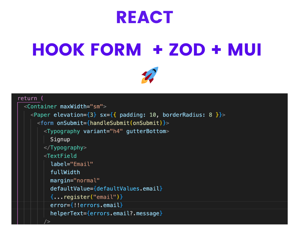 How to use React Hook Form for validation using zod and material ui components
