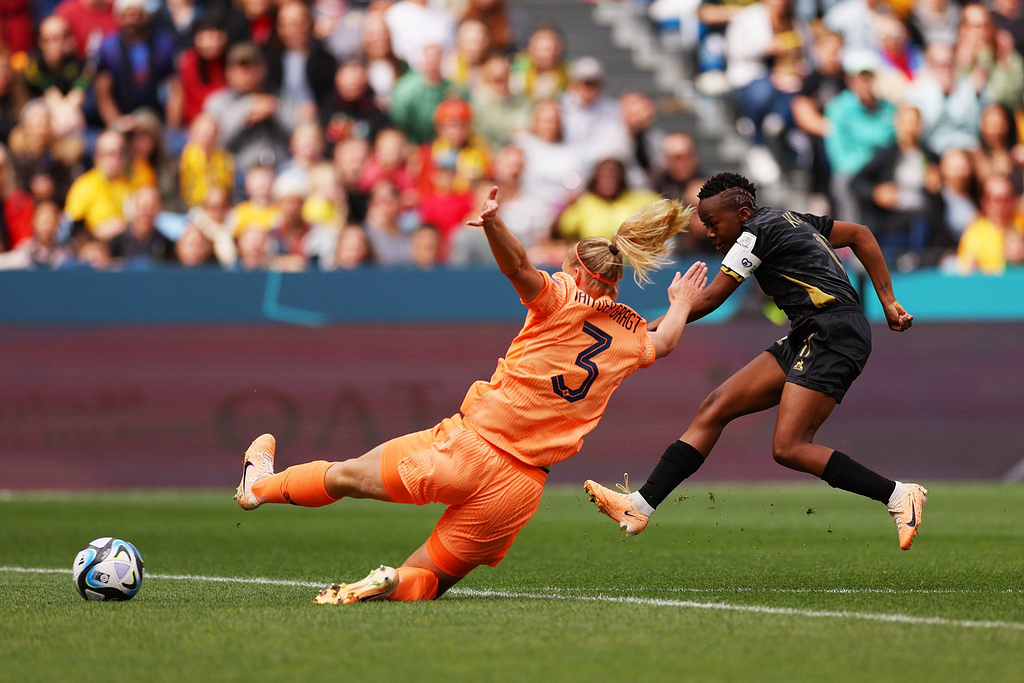 Thembi Kgatlana in action for Bayana Banyana against Netherlands ©Twitter/FIFAWWC
